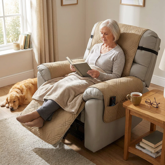 Waterproof Quilted Recliner Arm Chair Slip Cover lifestyle
