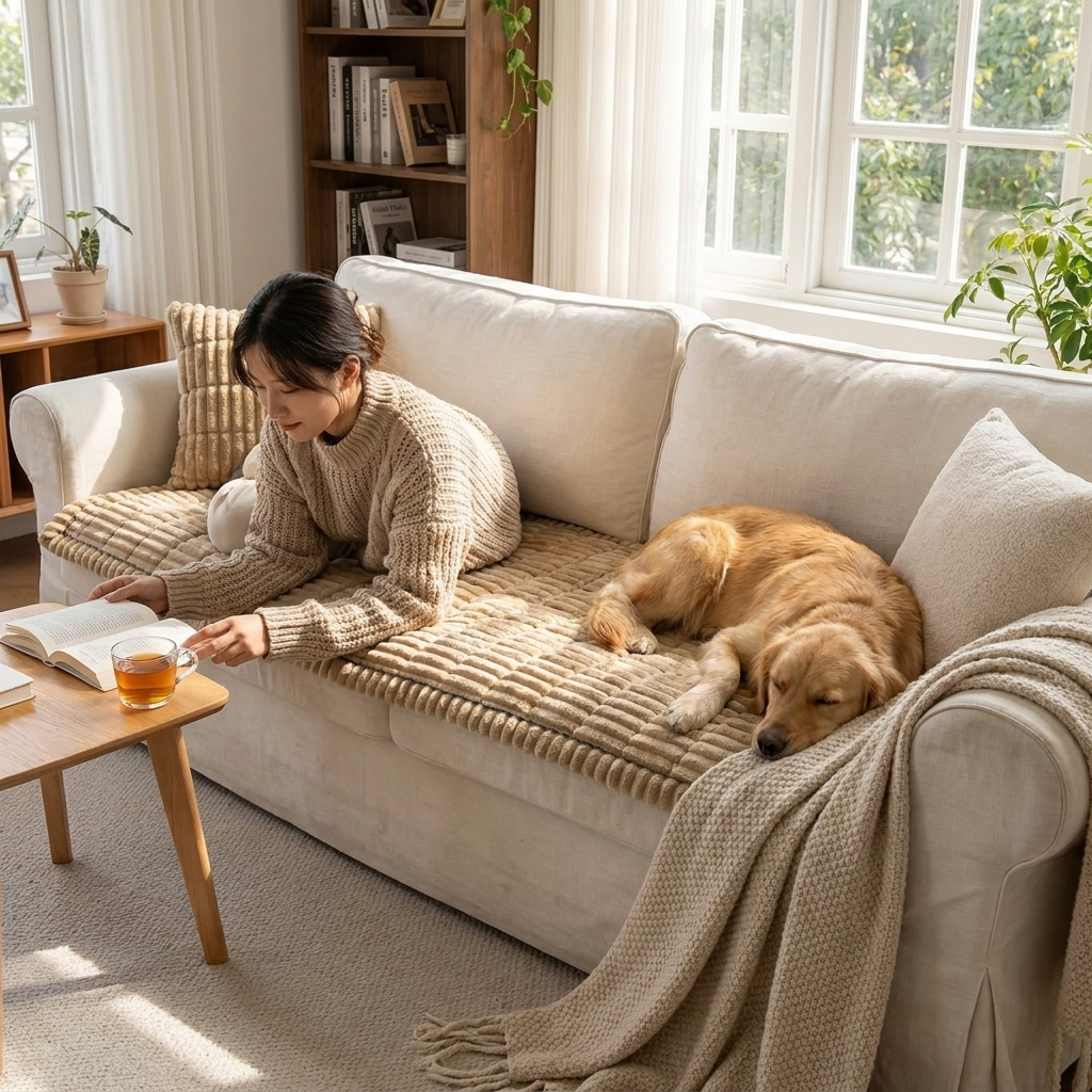 Ultra Plush Sofa Bedding Couch Slipcover lifestyle