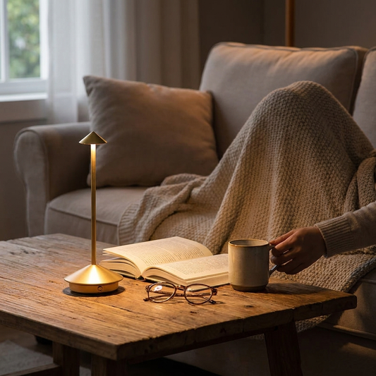 Wireless LED table lamp in an elegant design lifestyle